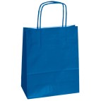 Shopper in carta - maniglie cordino - 14 x 9 x 20cm - blu - conf. 25 sacchetti