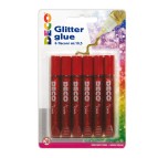 Blister colla glitter - 10,5 ml - rosso - Deco - conf. 6 penne