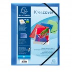 Cartella personalizzabile Kreacover® - con elastico - PP - 24x32 cm - blu trasparente - Exacompta