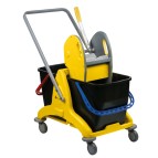 Carrello a doppia vasca Pressclean - 81x43,5x88 cm - 25+25 litri - con strizzatore - con ruote pivottanti - Medial International