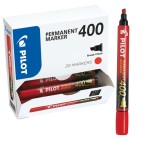 Scatola Marcatore Permanente Markers 400  - punta a scalpello 4,50mm - rosso - Pilot - scatola 15 + 5 pezzi