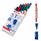 Marcatore permanente 404 - punta extra-fine 0,75mm - 10 x 4 colori: 3 nero, 3 rosso, 2 blu, 2 verde - Edding - conf. 10 pezzi