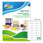 Etichette adesive LP4W - permanenti - 70 x 37 mm - 24 et/fg - 100 fogli A4 - bianco - Tico