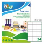 Etichette adesive LP4W - permanenti - 70 x 36 mm - 24 et/fg - 100 fogli A4 - bianco - Tico
