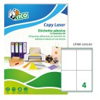 Etichetta adesiva LP4W - permanente - 105x140 mm - 4 etichette per foglio - bianco - Tico - conf. 100 fogli A4