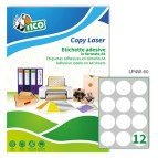 Etichette adesive LP4W - permanenti - diametro 60 mm - 12 et/fg - 100 fogli A4 - bianco - Tico