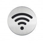 Pittogramma adesivo - Wi-Fi - acciaio inox - diametro 8,3 cm - Durable
