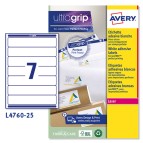 Etichette adesive L4760 - permanenti - 192 x 38 mm - 7 et/fg - 25 fogli A4 - bianco coprente - Avery