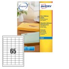 Etichette adesive J8651 - permanenti - per stampanti inkjet - 38,1 x 21,2 mm - 65 et/fg - 25 fogli A4 - bianco - Avery