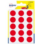 Etichette adesive PSA - permanenti - diametro 19 mm - 15 et/fg - 6 fogli - rosso - Avery