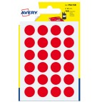 Etichette adesive PSA - permanenti - diametro 15 mm - 24 et/fg - 7 fogli - rosso - Avery