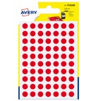 Etichette adesive PSA - permanenti - diametro 8 mm - 70 et/fg - 7 fogli - rosso - Avery