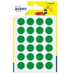 Etichette adesive PSA - permanenti - diametro 15 mm - 24 et/fg - 7 fogli - verde - Avery