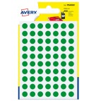 Etichette adesive PSA - permanenti - diametro 8 mm - 70 et/fg - 7 fogli - verde - Avery