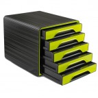 Cassettiera Smoove - 36x28,8x27 cm - 5 cassetti standard - nero/verde anice - Cep