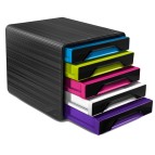 Cassettiera Smoove - 36 x 28,8 x 27 cm - 5 cassetti standard - nero/multicolore - Cep