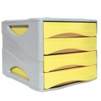Cassettiera Keep Colour Pastel - 25x32 cm - cassetti 5 cm - grigio/giallo - Arda