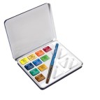 Acquerelli Aquafine - colori assortiti - Daler Rowney - scatola metallo 10 acquerelli + pennello + tavolozza