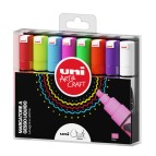 Marcatore a gesso liquido Uni Chalk Marker - punta scalpello da 1,80 - 2,50 mm - colori assortiti - Uni Mitsubishi - busta 8 pezzi
