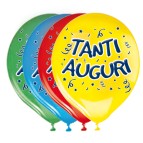 Palloncini in lattice - D 30 cm - con stampa ''Tanti Auguri'' - Big Party - busta 20 pezzi