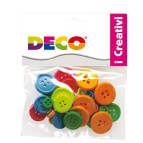 Bottoni - in legno - colori neon - Deco - conf. 30 pezzi