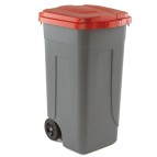Bidone mobile - 49x54x85 cm - con chiusura a clip - 100 L - grigio/rosso - Mobil Plastic