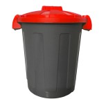 Contenitore portarifiuti Dusty - diametro 36 cm - altezza 45 cm - 25 L - coperchio rosso - nero - Mobil Plastic