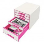 Cassettiera drawer Cabinet CUBE 5 bianco/fucsia Leitz