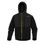 Giacca Softshell Horten - tessuto Softshell/poliestere/elastan - con cappuccio - taglia L - nero/giallo - Deltaplus