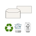 Busta KAMI GOMMATE - bianca - carta riciclata FSC  - senza finestra - 110 x 230 mm - 100 gr - Pigna - conf. 500 pezzi