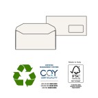 Busta Kami Gommata - con finestra - 11 x 23 cm - 100 gr - carta riciclata FSC® - bianco - Pigna Envelopes - conf. 500 pezzi