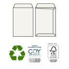 Busta a sacco Kami Strip - 16,2 x 22,9 cm - 100 gr - carta riciclata FSC  - bianco - Pigna - conf. 500 pezzi