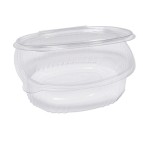 Contenitori ovali in PET - con coperchio incernierato - 18 x 15,1 x 6,5 cm - Europack - conf. 50 pezzi