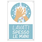 Cartello alluminio - 20x30 cm - ''LAVATI SPESSO LE MANI'' - per bambini - Cartelli Segnalatori
