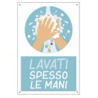 Cartello alluminio - 20x30 cm - ''LAVATI SPESSO LE MANI'' - per bambini - Cartelli Segnalatori
