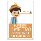 Cartello alluminio - 20x30 cm - ''MANTIENI 1 METRO DI DISTANZA'' - per bambini - Cartelli Segnalatori