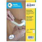 Adesivi antimicrobici - permanenti  199,6 x 143,5 mm - 2 et/fg - 10 fogli A4 - poliestere - trasparente - Avery