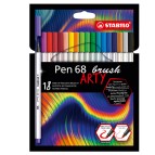 Pennarelli Pen 68 Brush Arty Line 568/12 - colori assortiti - Stabilo - astuccio 12 pezzi