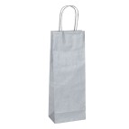 Portabottiglie BARBERA - maniglie cordino - 14 x 9 x 38 cm - carta biokraft - argento - Mainetti Bags - conf. 20 pezzi
