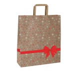 Shoppers - maniglie piattina - 22 x 10 x 29 cm - carta kraft - stars rosso - Mainetti Bags - conf. 25 pezzi
