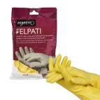 Guanti in lattice - felpati - taglia S/6 - giallo - Perfetto - blister 2 pezzi