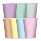 Bicchieri - carta - 200 cc - colori assortiti soft rainbow pastello - Big Party - conf. 8 pezzi
