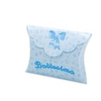 Scatolina portaconfetti - Battesimo baby - carta - 10 x 8 x 3 cm - celeste - Big Party - conf.25 pezzi