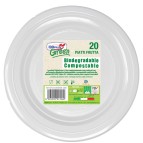 Piatti frutta biodegradabili - Mater-Bi - diametro 170 mm - avorio - Dopla - conf. 20 pezzi