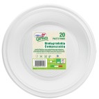 Piatti fondi biodegradabili - Mater-Bi - diametro 220 mm - avorio - Dopla - conf. 20 pezzi