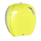 Dispenser per carta igienica Mini Jumbo Skin - 296 x 135 x 277 mm - rotolo diametro 24 cm - giallo fluo - Mar Plast