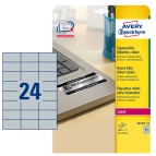 Etichette adesive L6133 - permanenti - per stampanti laser - 70 x 37 mm - 24 et/fg - 20 fogli A4 - poliestere - argento - Avery