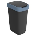 Pattumiera con coperchio basculante - 50 L - PPL - nero/blu - Rotho