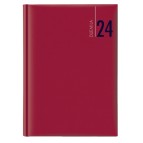 Agenda giornaliera 2024 - copertina in carta imbottita - 14,5 x 20,5 cm - rosso