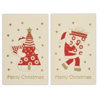 Biglietto natale doppio - 9 x 14 cm - cartoncino - fantasie assortite - avorio - Sadoch